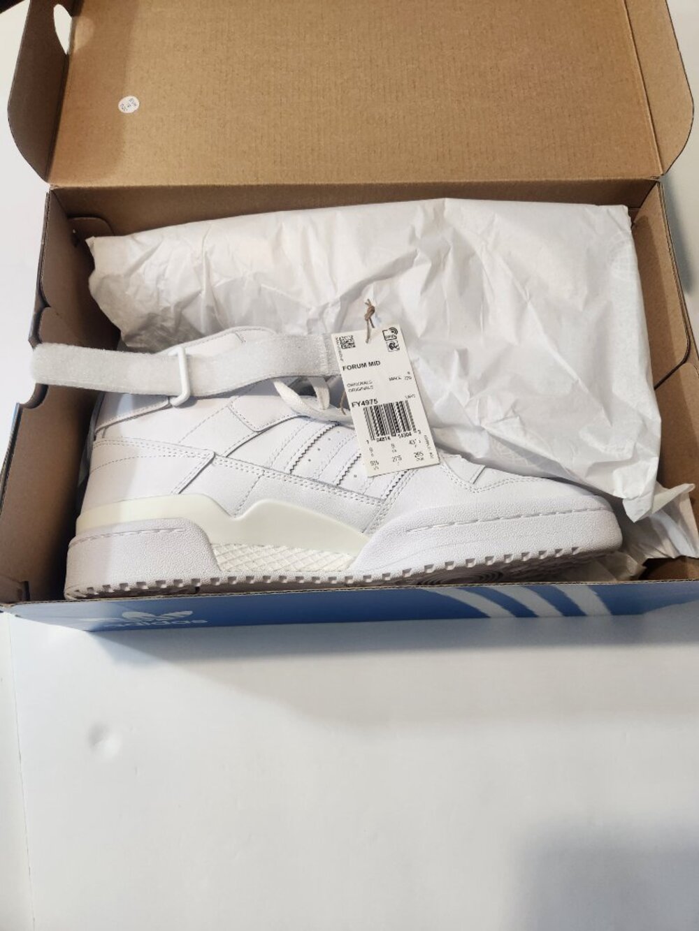 ADIDAS Forum Mid Retro Lifestyle & Basketball Sneakers All White Men's Size 9.5 - Picture 5 of 7